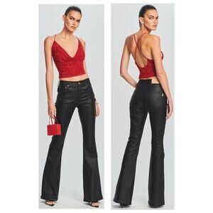 Retrofete Laurel Coated Denim Flare Jeans Waxed Biker Y2k Streetwear Fall 24